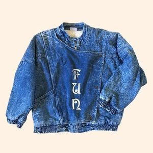Vintage Denim Sherpa Bomber Jacket